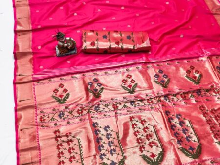 Paithani Lichi Silk Saree Muniya Border