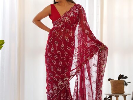 Designer Sequence Embroidery Saree
