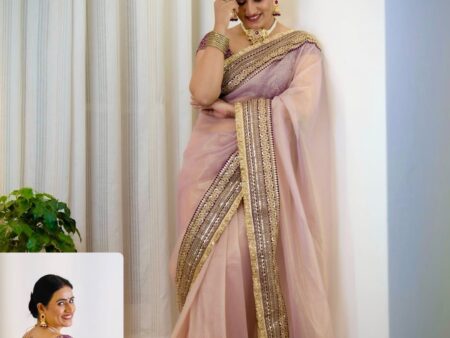 Soft twill net saree with sequin embroidery
