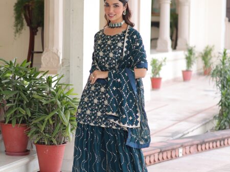 Premium Designer Readymade Top Sharara Dupatta