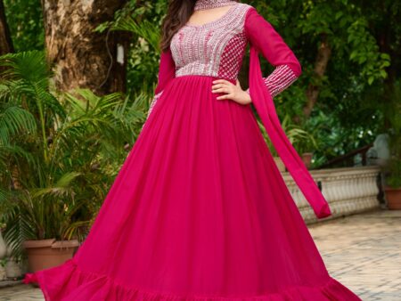 Star Georgette Embroidery Beads Sequins Gown