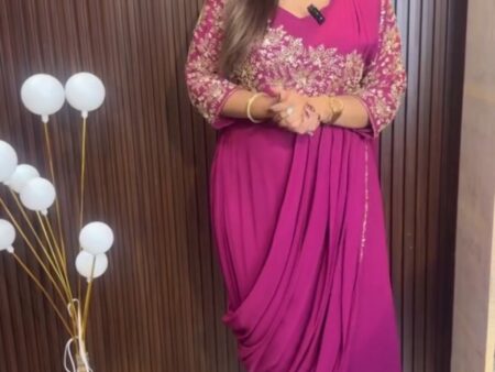 Embroidery Cording Gown Saree Fusion