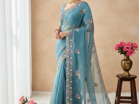 New Fancy Soft Crystal Organza Saree