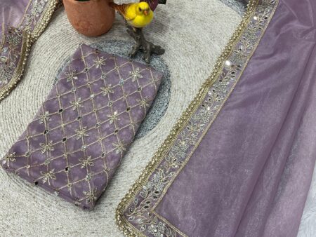 Designer Embroidery Saree with Mirror Work