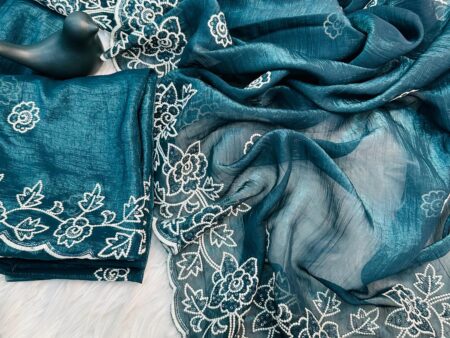 Embroidery Thread Sequence Work Saree