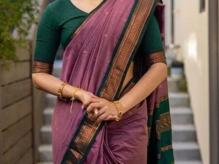 Bewitching Lavender Soft Silk Saree With Vibrant Blouse Piece