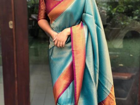 A glam Rama Soft Silk Saree with Beauteous Blouse Piece