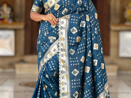 Ailurophile Rama Soft Banarasi Silk Saree With Beautiful Blouse Piece