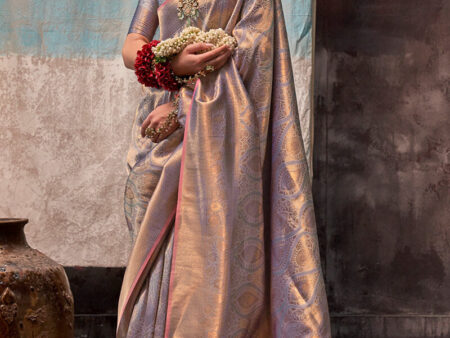 Trendy Grey Kanjivaram Silk Saree