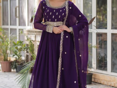 Embroidered Gown with Dupatta Set